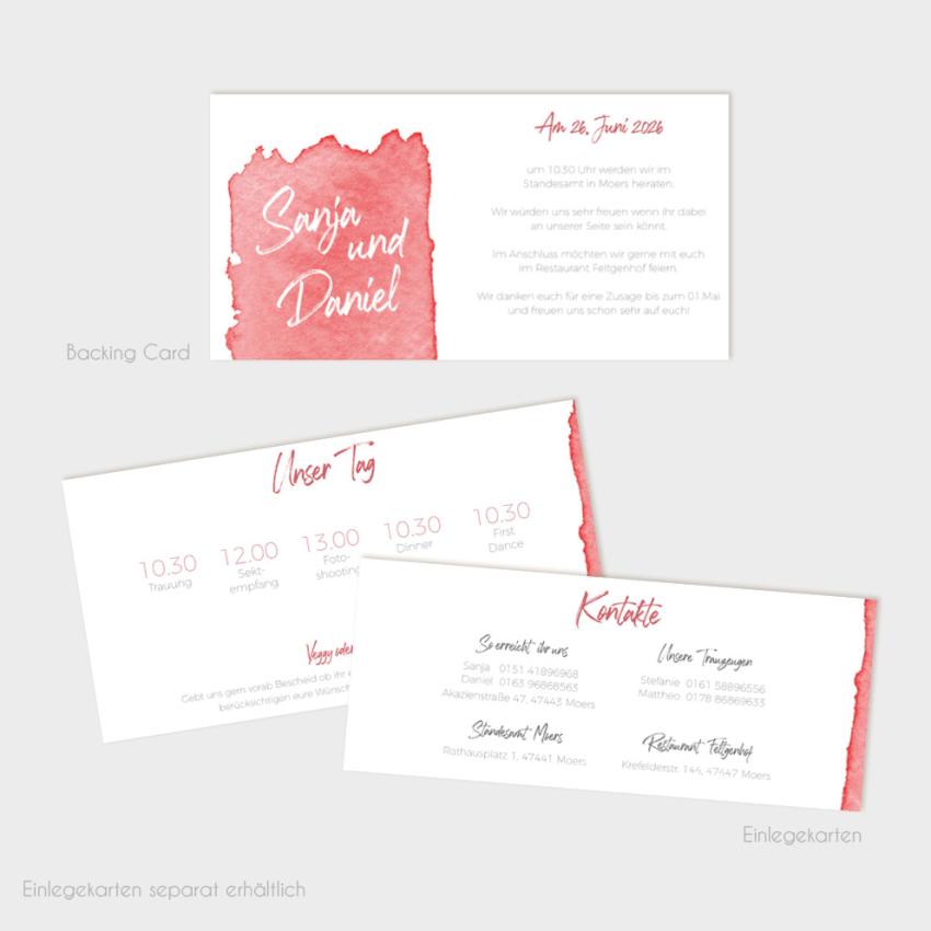 Backing-Card "Watercolor-Brush | Rot" 19,5x10
