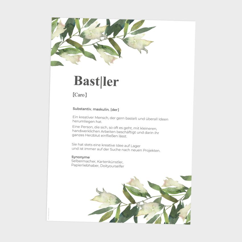 Definitionsposter "Bastler 2" | Geschenkidee | Personalisiert | individuelles Bild | Wörterbuch