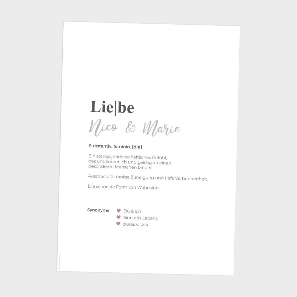 Definitionsposter "Liebe 1" | Geschenkidee | Personalisiert | individuelles Bild | Wörterbuch