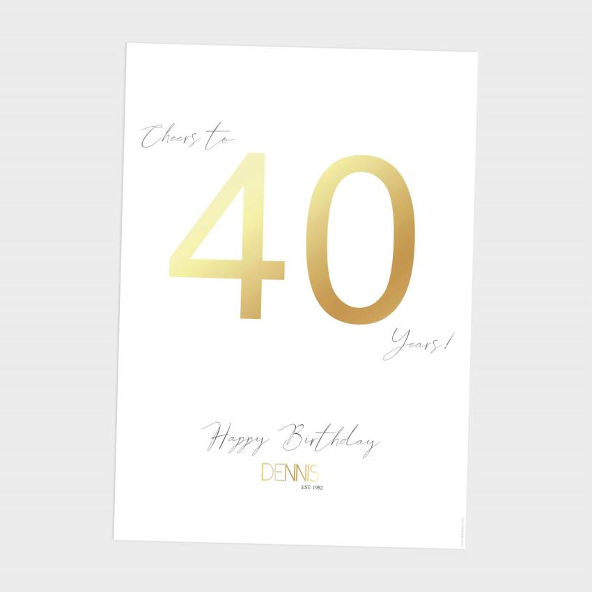 Metallicposter "Geburtstag" | Goldposter | Familienposter | Personalisiertes Poster | Wanddeko