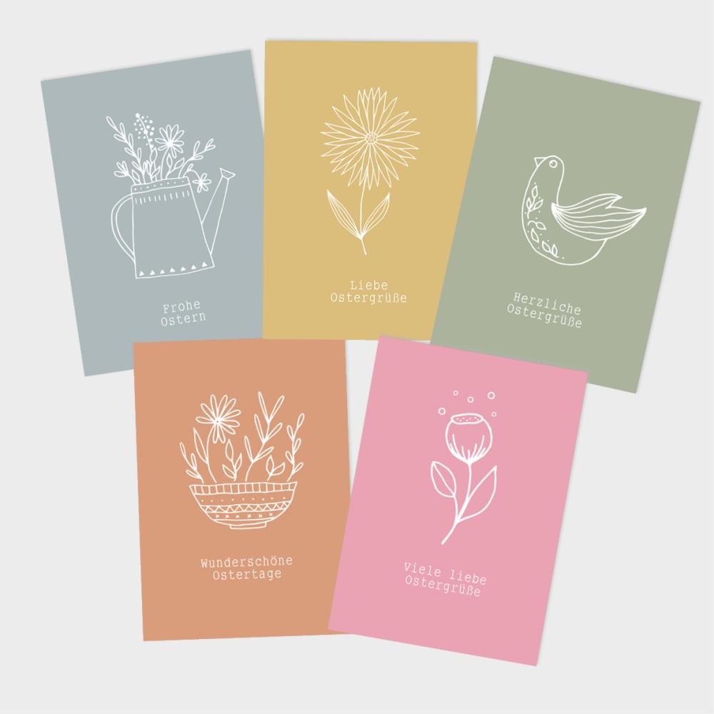 Ostergrußkarten-Bundle DIN A6 "Hygge Ostern" | Grußkarten-Set | Postkarten | Ostergrüße