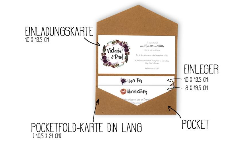 Pocketfold Karte DIN Lang (10,5x21cm)