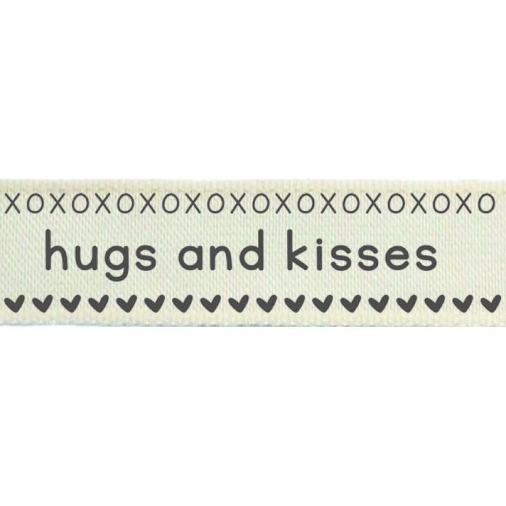 Vaessen Motivband/Text 15mm "Hugs And Kisses" 20m