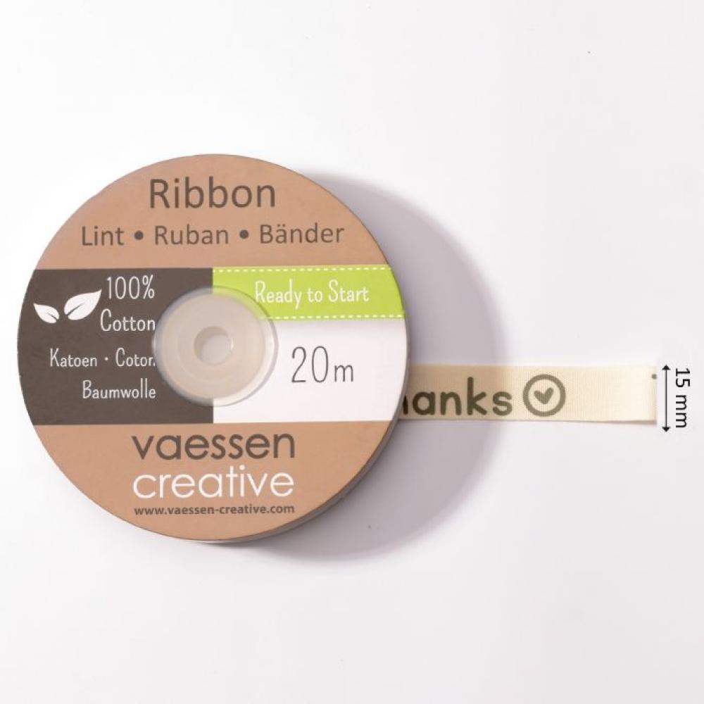 Vaessen Motivband/Text 15mm "Thanks" 20m