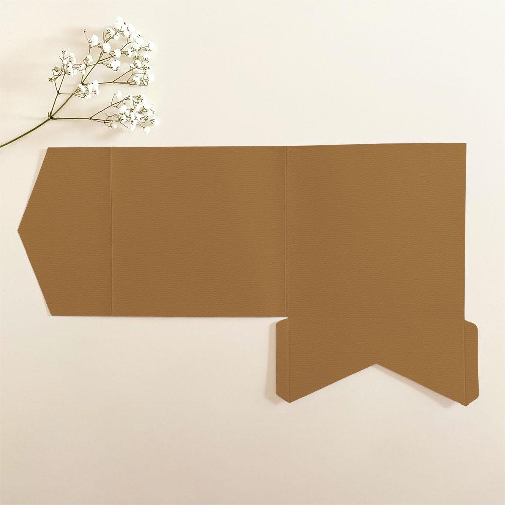 Pocketfold-Karte Quadrat (15x15) Struktur-Karton "Struktur Walnuss" Exklusiv Line