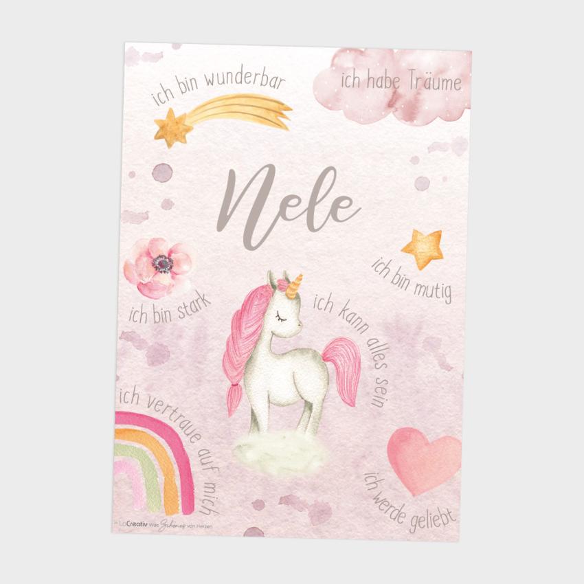 Affirmationsposter "Baby Unicorn" | Affirmation | Einschulung | Geschenk 1. Geburtstag | Kinderzimmerdeko