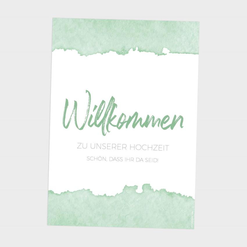 Willkommensschild "Watercolor-Brush | Pistazie"