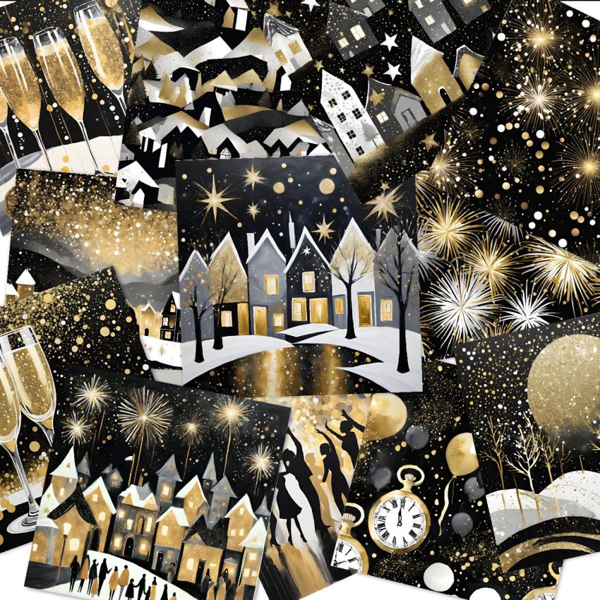 LaCreativ - Designpapier "Funkelnder Silvesterzauber" Paper Pack 6x6" - 24 Bogen