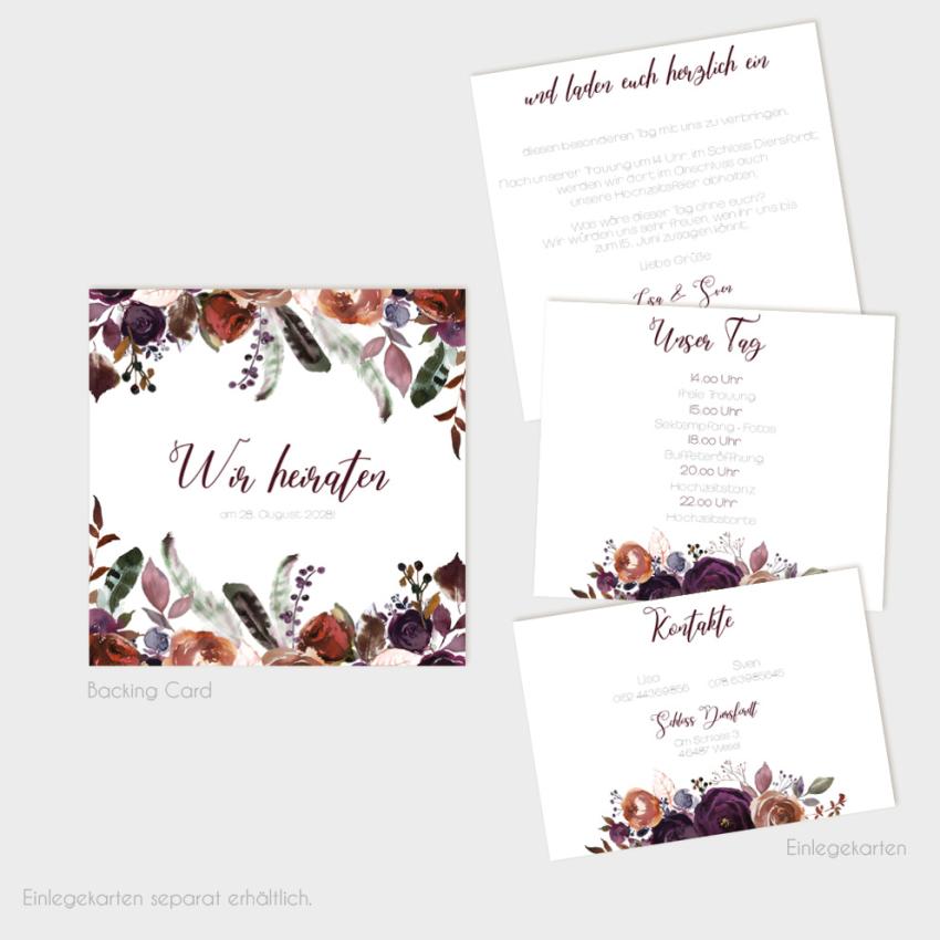 Backing-Card "Boho Violett-Flower" 14x14