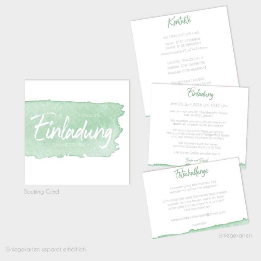 Backing-Card "Watercolor-Brush | Pistazie" Quadrat 14x14