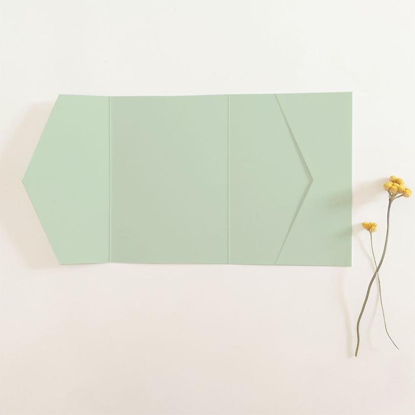 Pocketfold-Karte B6 seitlich Premium-Karton "Pastell Grün" Basic Line