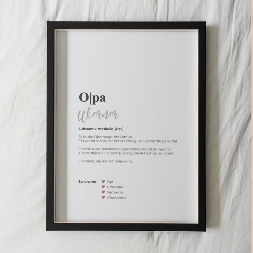 Definitionsposter "Opa 1" | Geschenkidee | Personalisiert  | individuelles Bild | Wörterbuch
