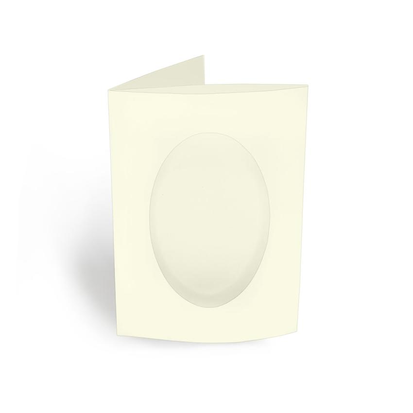 Passepartoutkarte oval 3-Fach DIN A6 in hellcreme