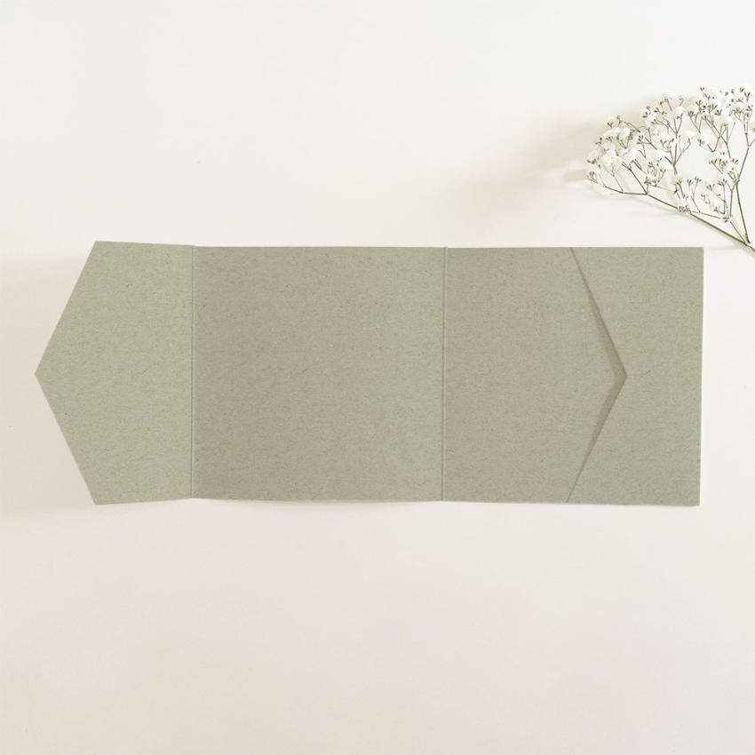 Pocketfold-Karte Quer-Format quadratisch (15x15) Recycling-Karton "Kraft Moosgrau" Basic Line