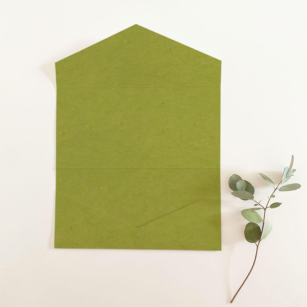 Pocketfold-Karte DIN Lang Recycling-Karton "Kraft Grün" Basic Line
