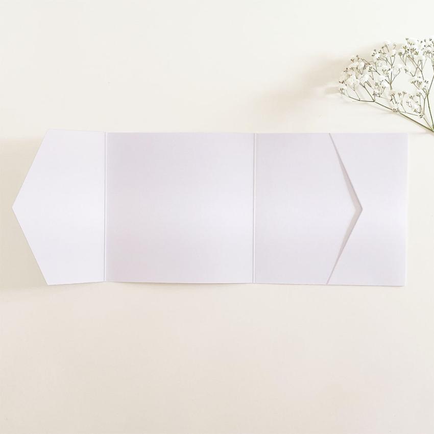 Pocketfold-Karte Quer-Format quadratisch (15x15) Premium-Karton "Metallic Polarweiss" Basic Line