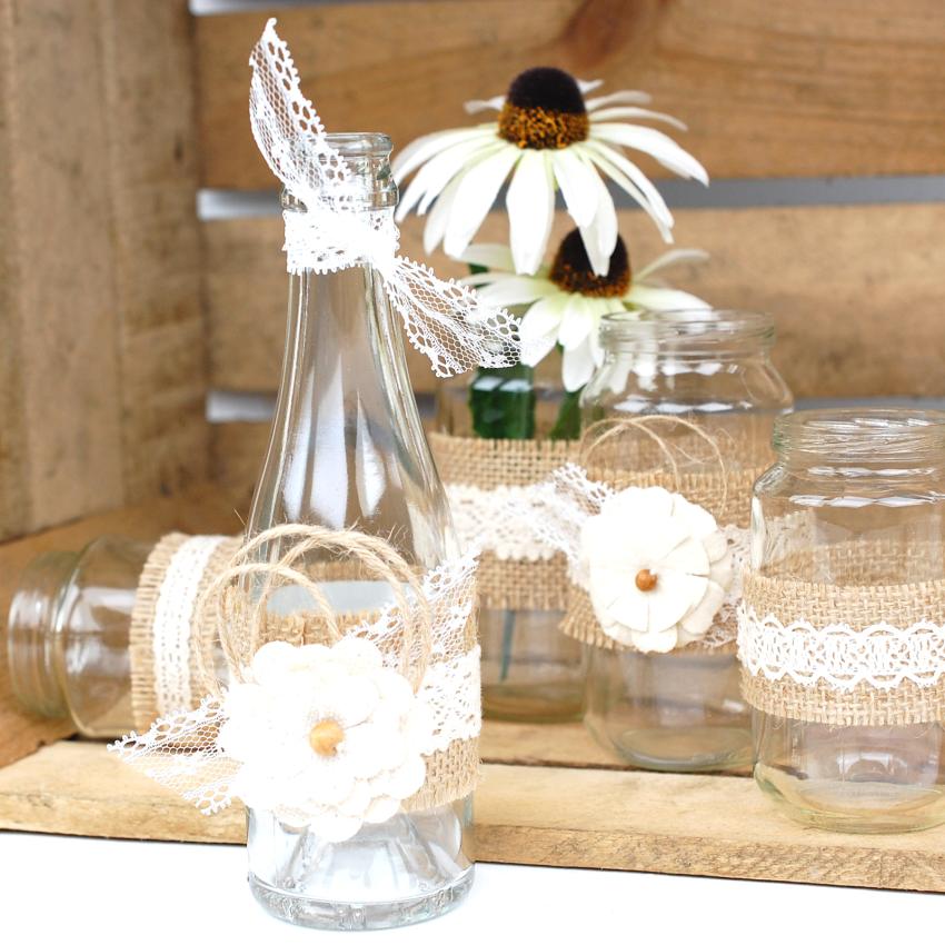 Vaessen Creative - Naturband - Assortiment Juten Band/Lace Naturel/Ivory - Ribbon