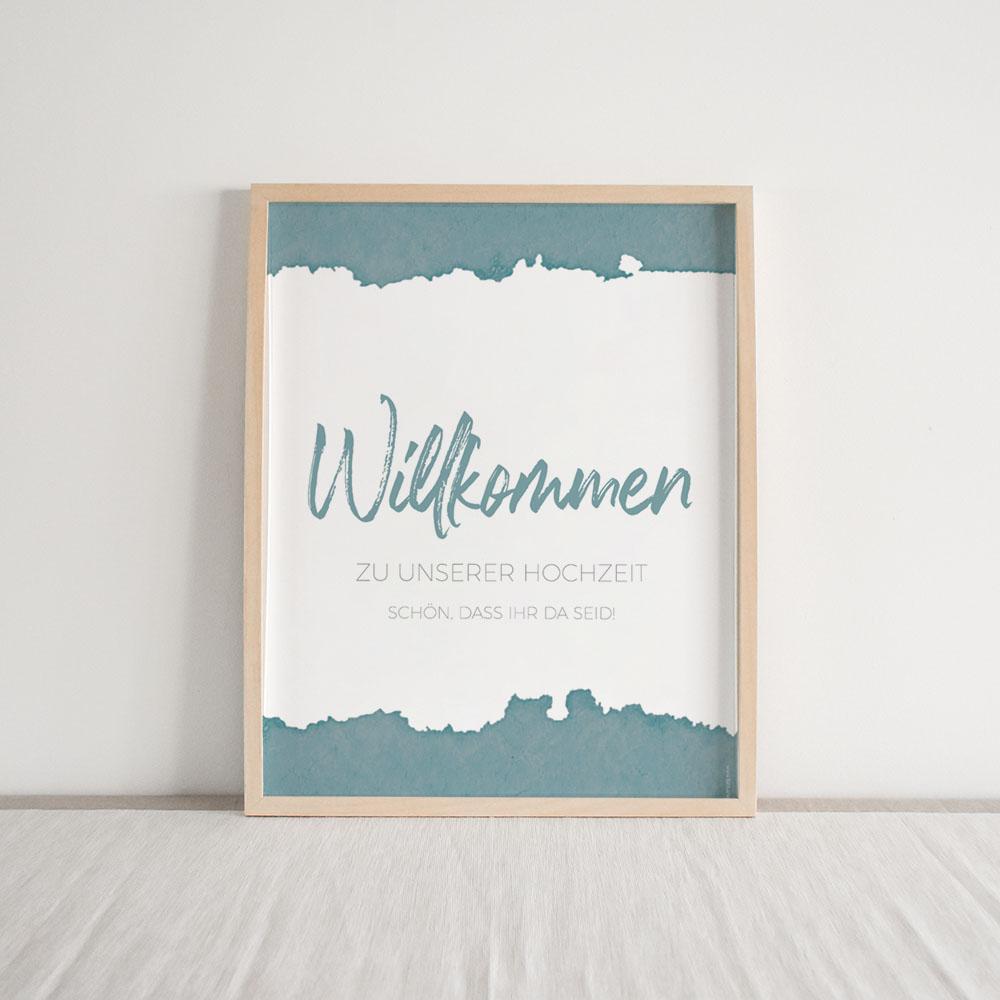 Willkommensschild "Watercolor-Brush | Petrol" 
