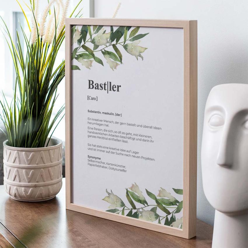 Definitionsposter "Bastler 2" | Geschenkidee | Personalisiert  | individuelles Bild | Wörterbuch