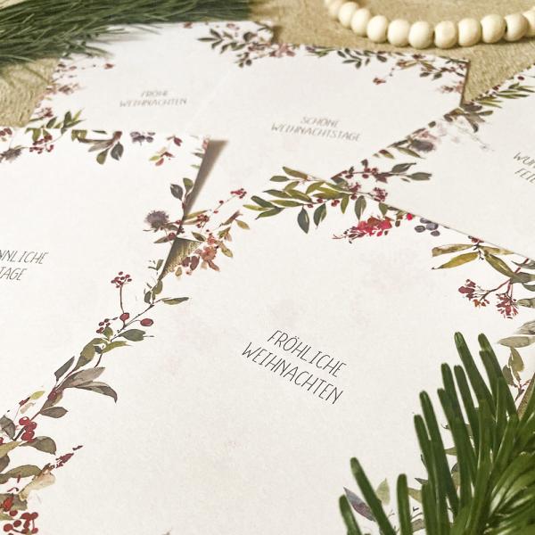 Weihnachtskarten-Bundle DIN A6 "WinterBerries Rahmen"  | Grußkarten-Set | Postkarten