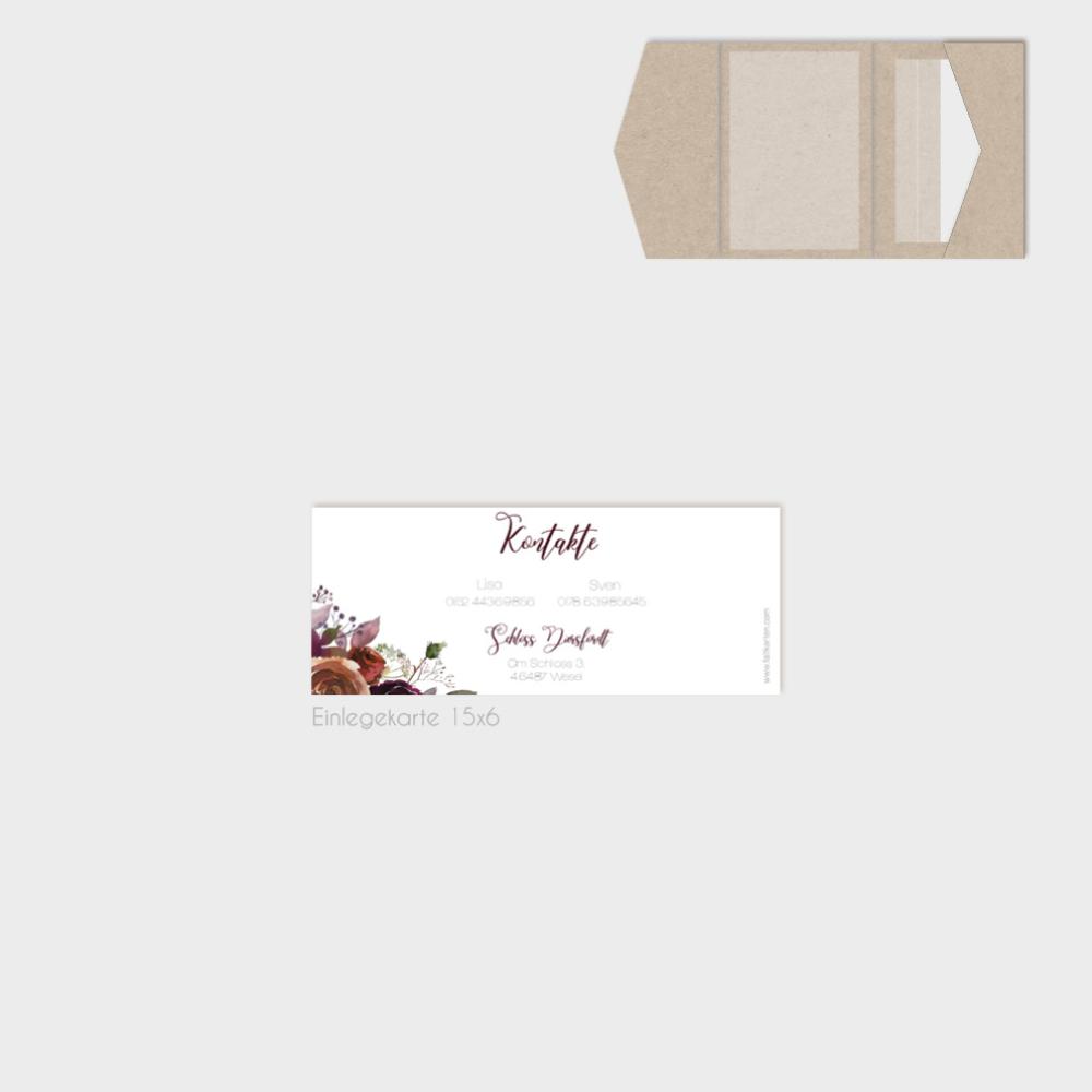 Einlegekarte "Boho Violett-Flower" 15x6