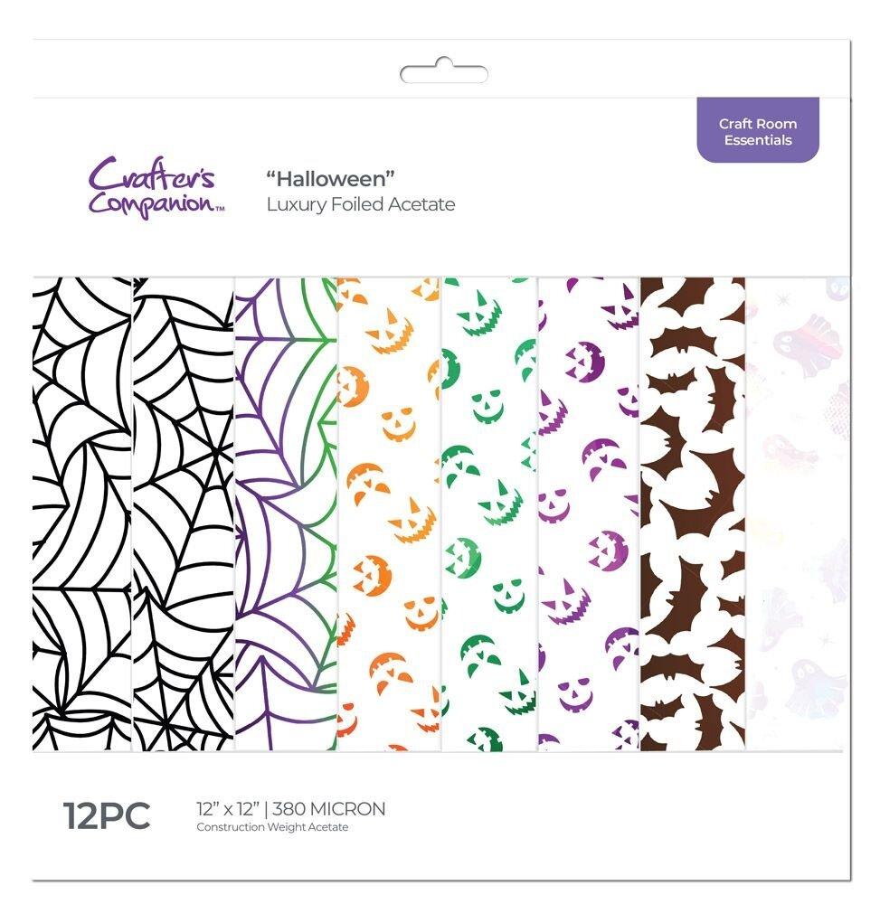 Crafters Companion "Halloween" Luxury Foiled Acetate 12x12 Inch - 12 Bogen