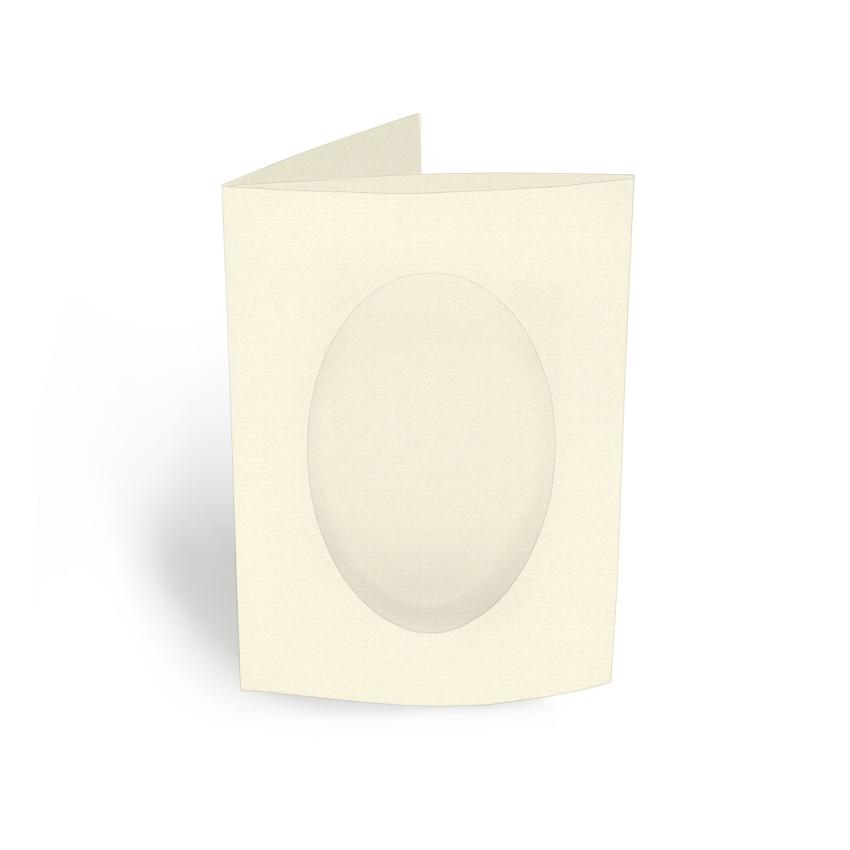 Passepartoutkarte oval 3-Fach DIN A6 in struktur naturell