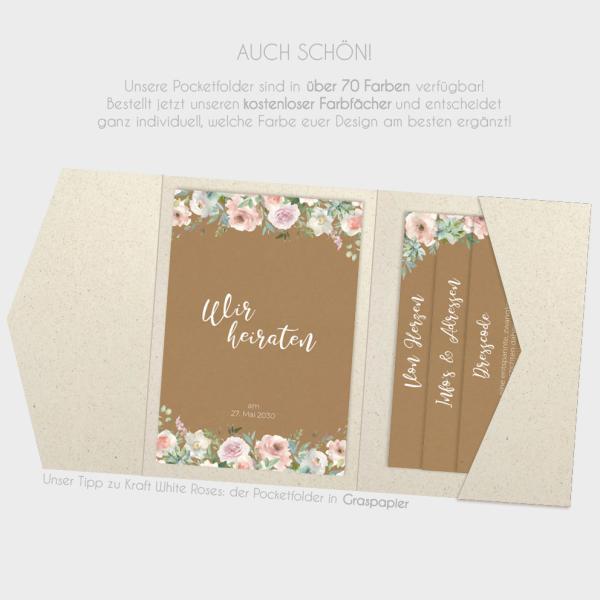 Einlegekarten-Bundle "Kraft White Roses" B6 | 2