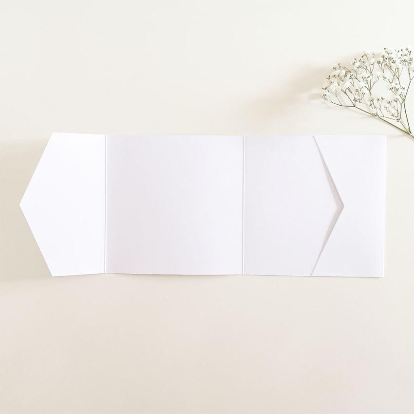 Pocketfold-Karte Quer-Format quadratisch (15x15) Recycling-Karton "Puderweiss" Basic Line