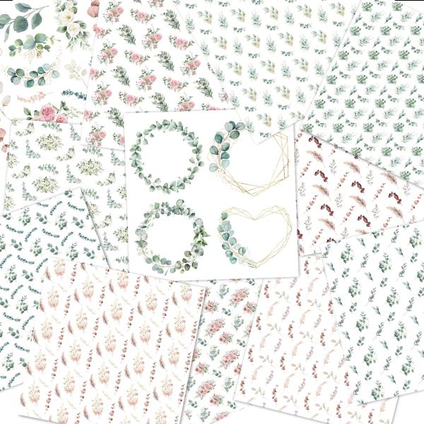 LaCreativ - Designpapier "Eukalyptusliebe" Paper Pack 6x6" - 24 Bogen