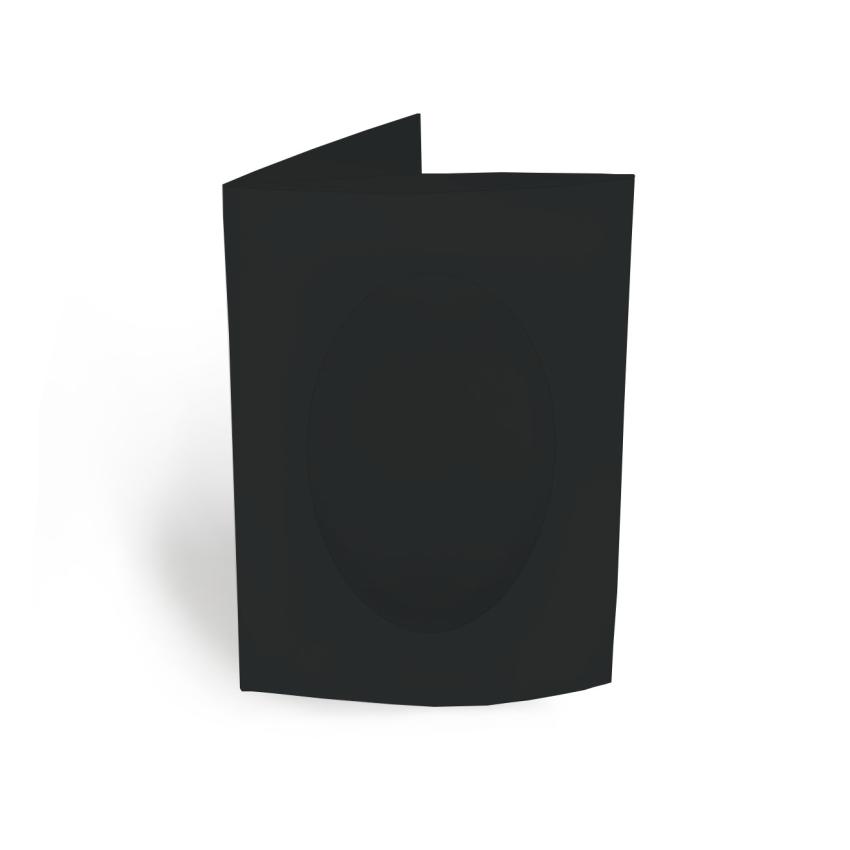 Passepartoutkarte oval 3-Fach DIN A6 in schwarz