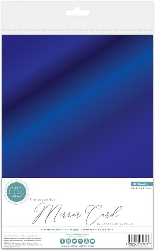 Craft Consortium - Spiegelkarton A4 "Blue" Mirror Card - 10 Bogen