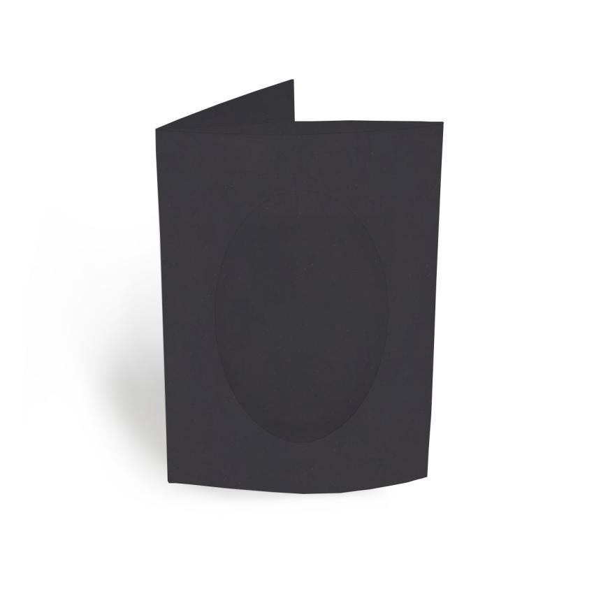 Passepartoutkarte oval 3-Fach DIN A6 in kraft saphirblau