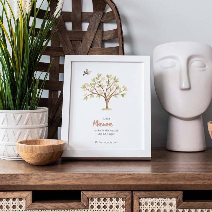 Spruchposter "Wurzeln Flügel" | Geschenkidee | Personalisiert  | Muttertag | Wanddeko