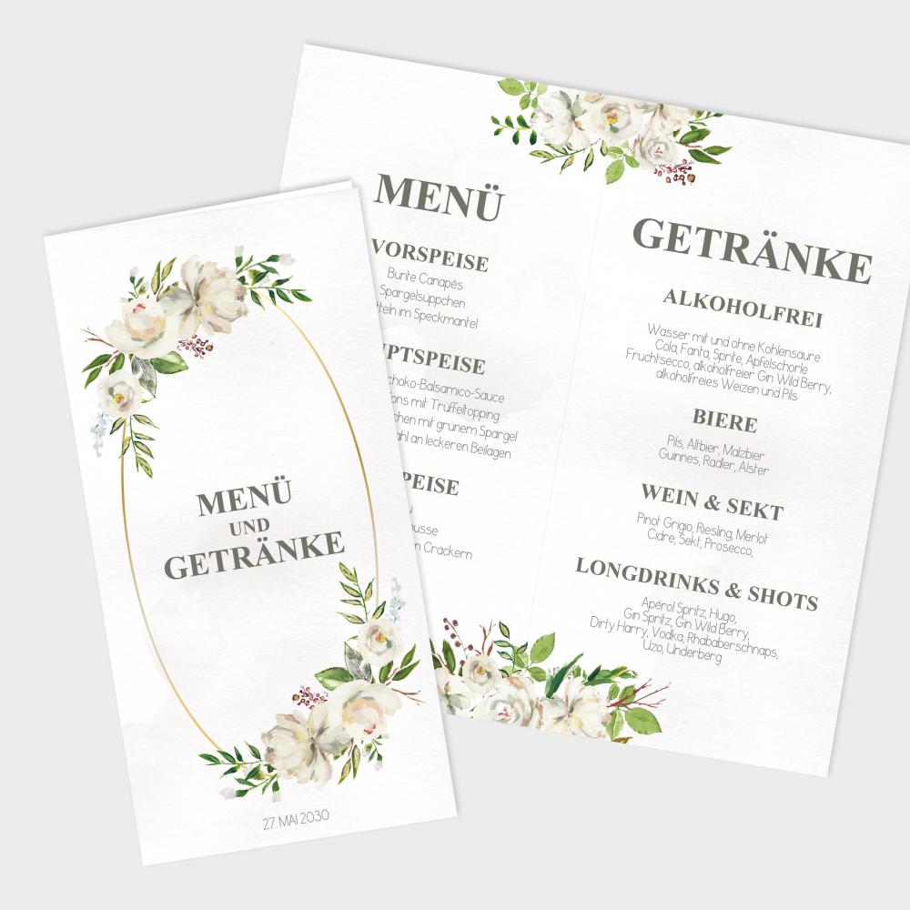 Menü- und Getränke "Antique White" DIN Lang