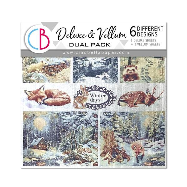 Ciao Bella - Designpapier "Forest Tales" Deluxe Silver & Vellum Dual Paper Pack 6x6 Inch - 6 Bogen