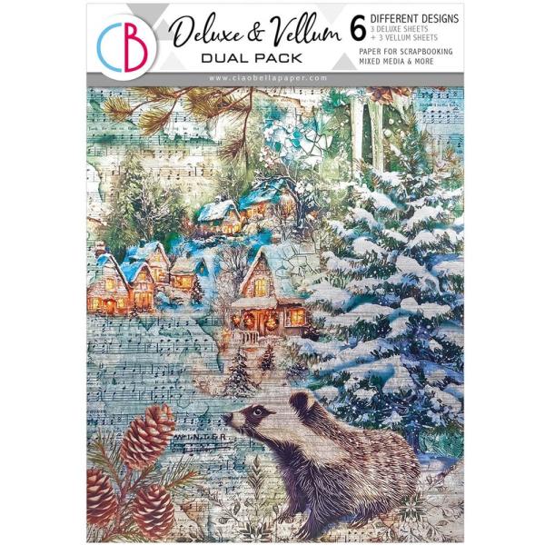 Ciao Bella - Designpapier "Forest Tales" Deluxe Silver & Vellum Dual Paper Pack A4 - 6 Bogen