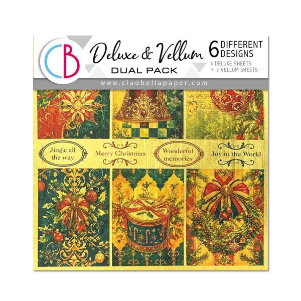 Ciao Bella - Designpapier "Toy Shop" Deluxe Gold & Vellum Dual Paper Pack 6x6 Inch - 6 Bogen