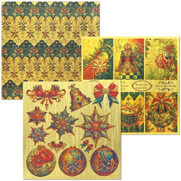 Ciao Bella - Designpapier "Toy Shop" Deluxe Gold & Vellum Dual Paper Pack 6x6 Inch - 6 Bogen