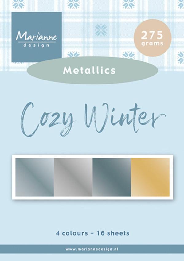 Marianne Design - Metallicpapier "Cozy Winter" Metallics Paper Sheets A5 - 16 Bogen