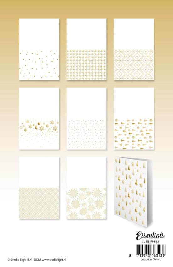 Studio Light - Foliertes Papier "Golden Christmas" Foiled Cards Paper Pad 10,8x14cm - 24 Bogen
