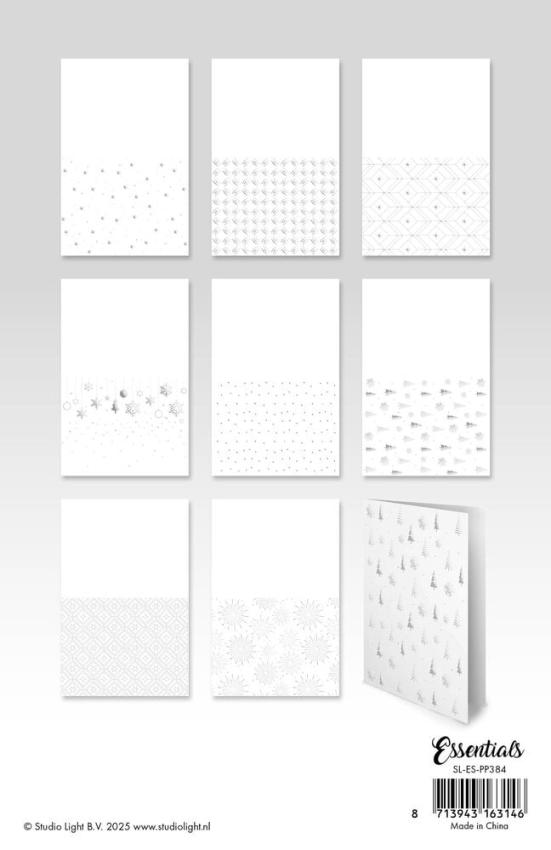 Studio Light - Foliertes Papier "Silver Christmas" Foiled Cards Paper Pad 10,8x14cm - 24 Bogen