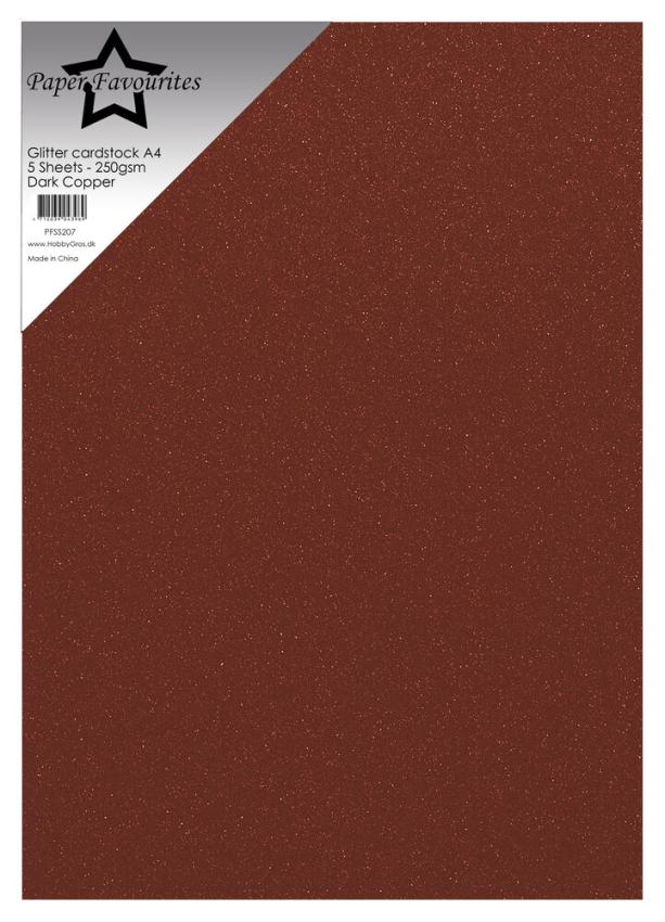 Paper Favourites - Glitzerkarton "Dark Copper" Glitter Cardstock  A4 - 5 Bogen