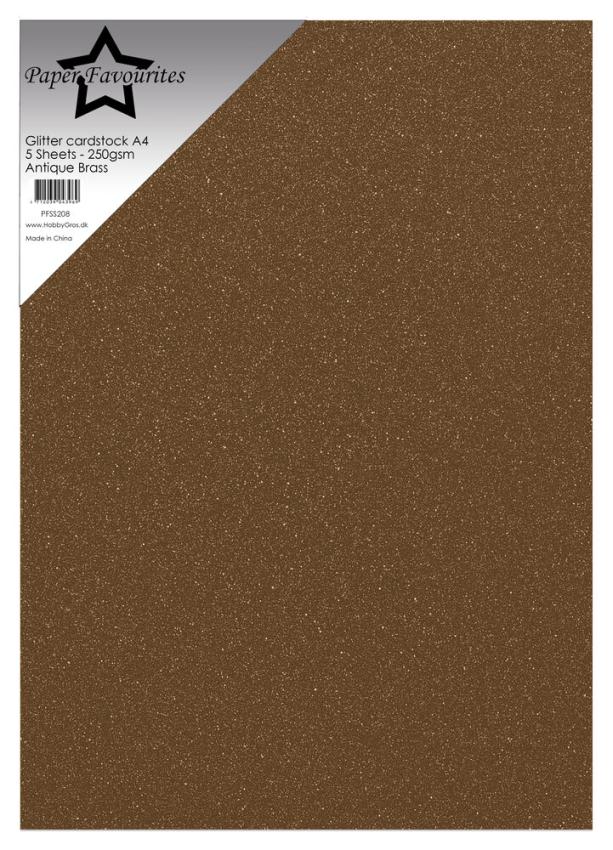 Paper Favourites - Glitzerkarton "Antique Brass" Glitter Cardstock  A4 - 5 Bogen
