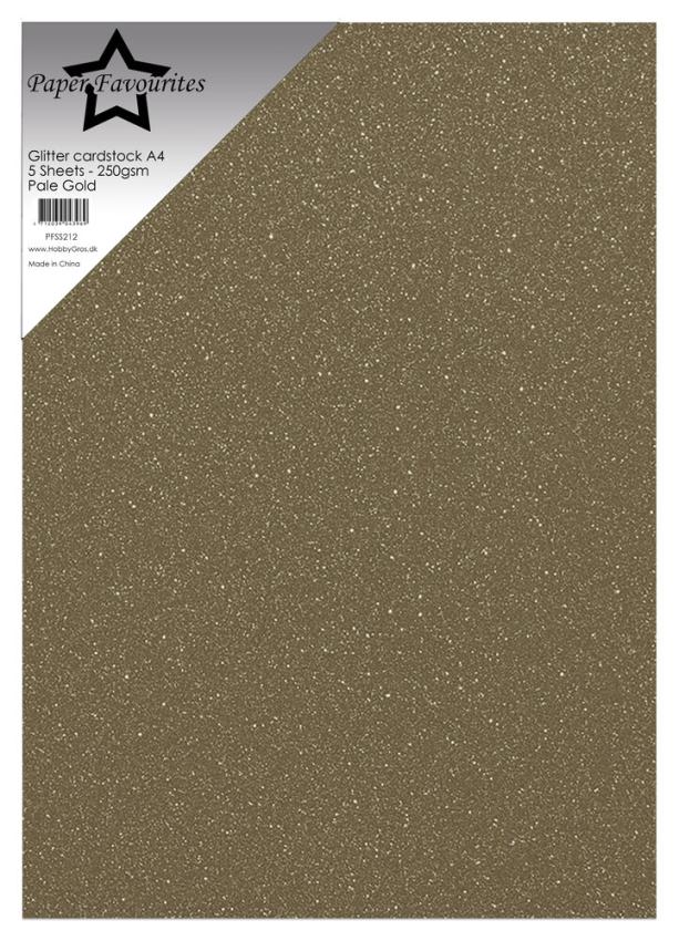 Paper Favourites - Glitzerkarton "Pale Gold" Glitter Cardstock  A4 - 5 Bogen