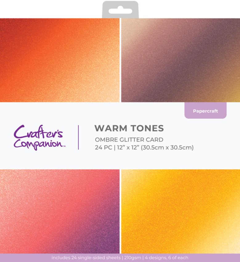 Crafters Companion - Glitzerkarton "Warm Tones " Ombre Glitter Pad 12x12 Inch - 24 Bogen 