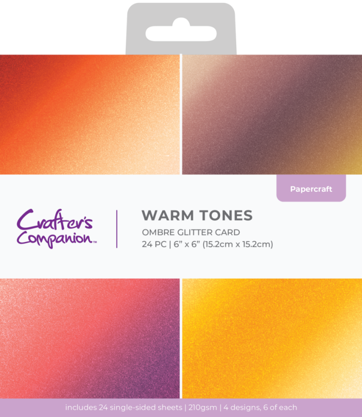 Crafters Companion - Glitzerkarton "Warm Tones" Ombre Glitter Pad 6x6 Inch - 24 Bogen 