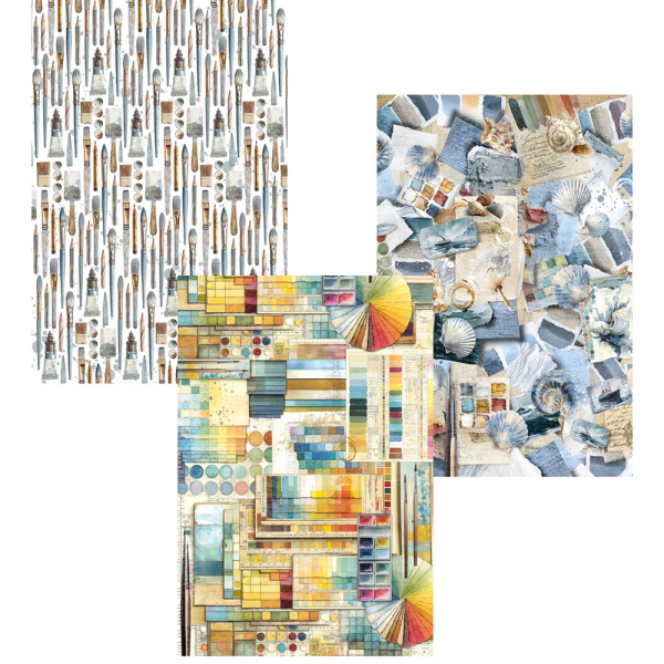 Ciao Bella - Designpapier "An Artist Journey" Deluxe Silver & Vellum Dual Paper Pack A4 - 6 Bogen