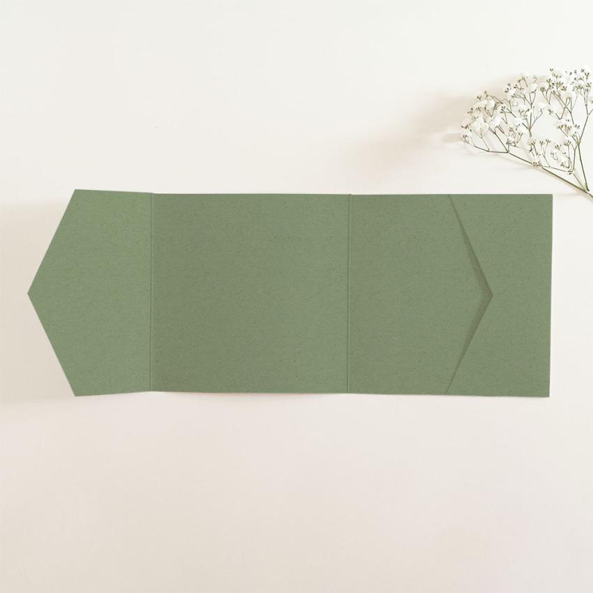 Pocketfold-Karte Quer-Format quadratisch (15x15) Recycling-Karton "Kraft Salbei" Basic Line
