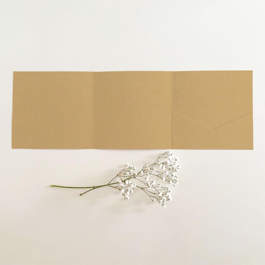 Trippel-Pocketfold-Karte quadratisch (15x15) Recycling-Karton "Kraft Sand" Basic Line